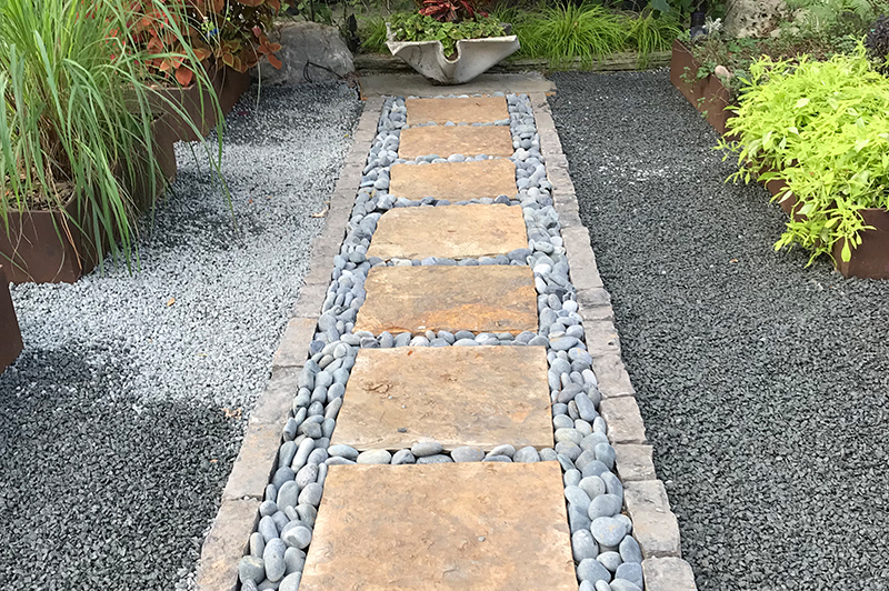 Pathway with stone and pebbles