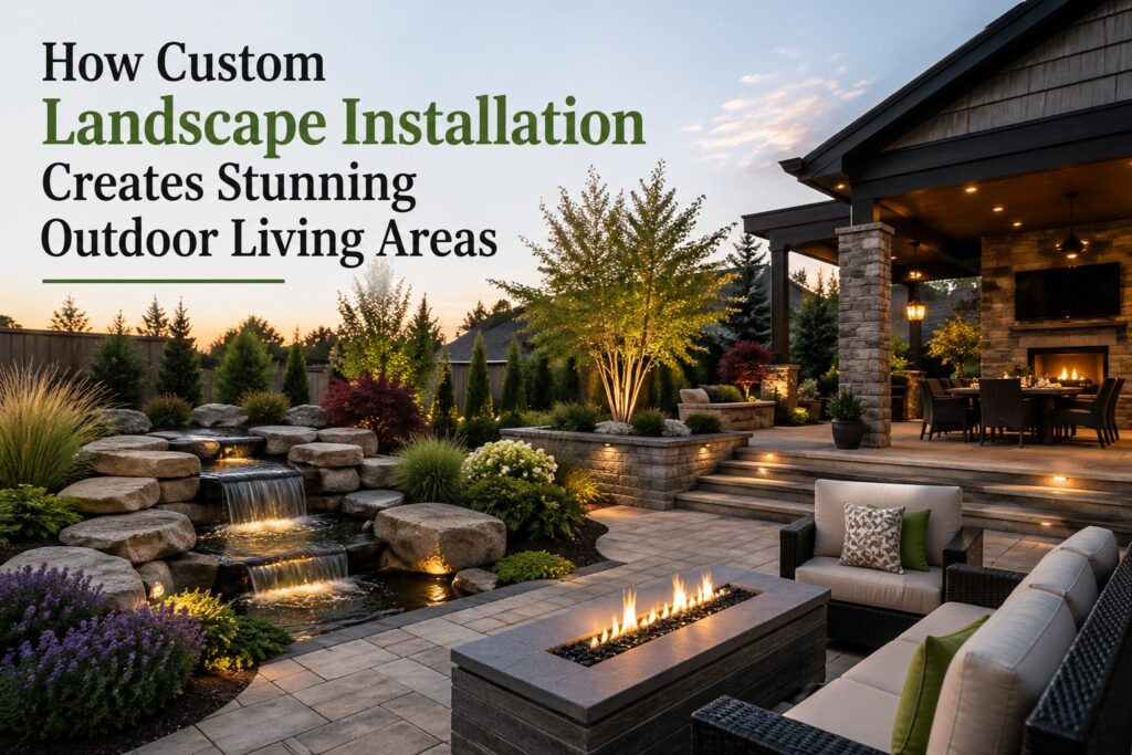 How Custom Landscape Installation Creates Stunning Outdoor Living Areas